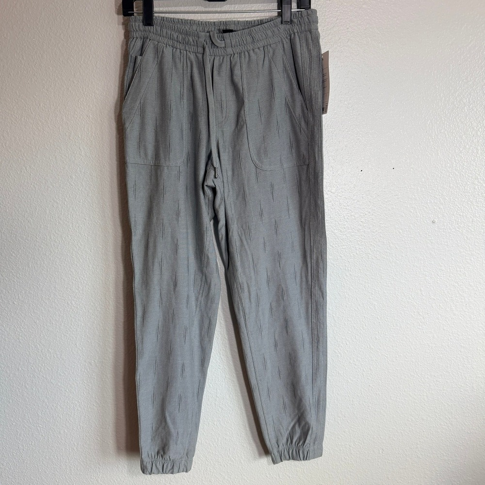 Athleta Farallon Printed Jogger Pants Smoked Grey Organic Cotton Size 6 657547